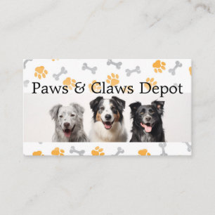 Carte De Visite Chiens heureux   Empreintes de pattes et os