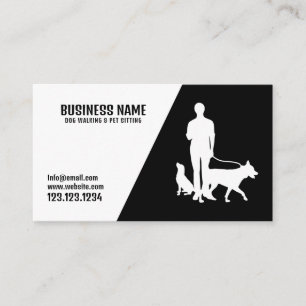 Carte De Visite Chiens noirs et blancs modernes Silhouette Chien M