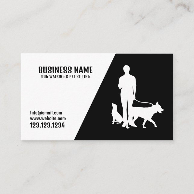 Carte De Visite Chiens noirs et blancs modernes Silhouette Chien M (Devant)