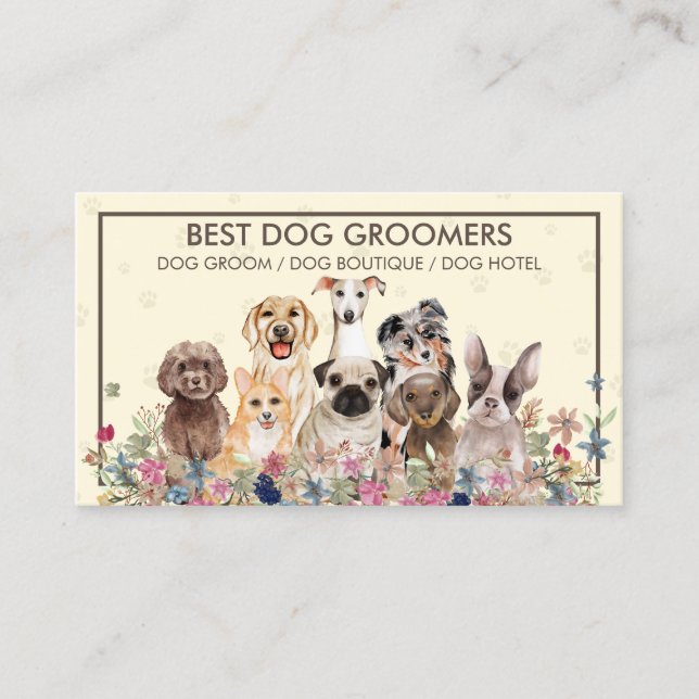 Carte De Visite Chiens Patrouilles Frame Jaune mignon animal (Devant)