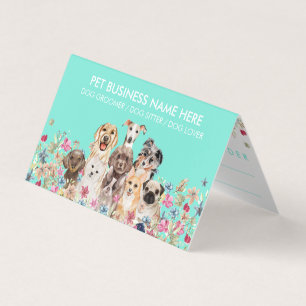 Carte De Visite Chiens Rendez-vous Punch Loyauté Fleurs Paws