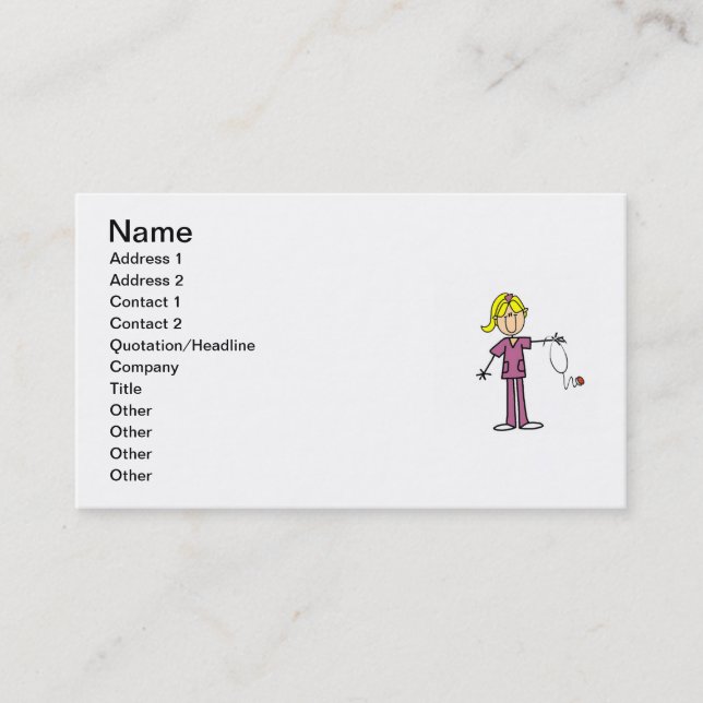 Carte De Visite Chiffre femelle blond T-shirts de bâton (Devant)