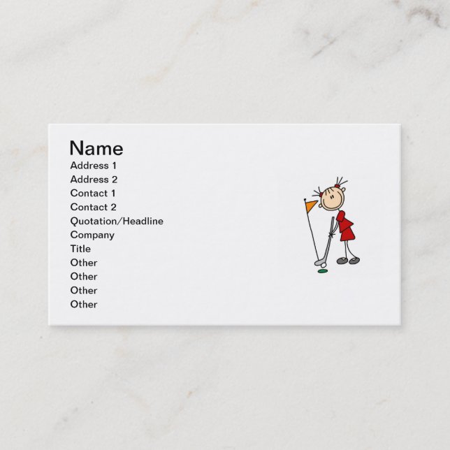 Carte De Visite Chiffre femelle golfeur de bâton (Devant)