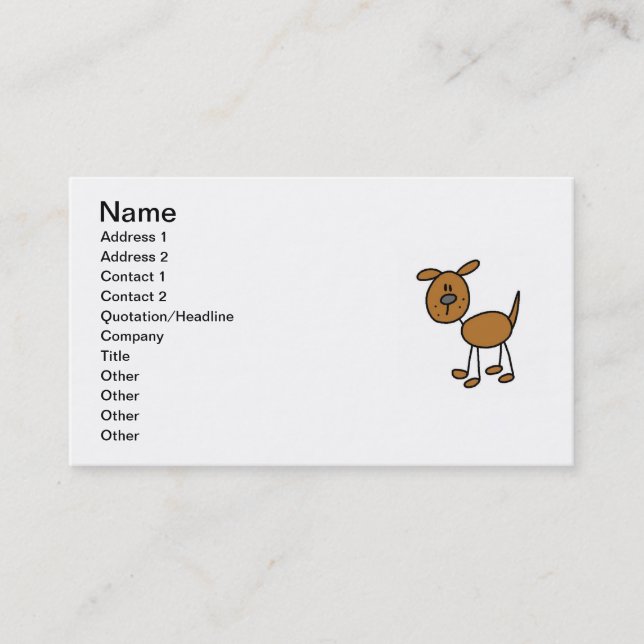Carte De Visite Chiffre T-shirts et cadeaux de bâton de chien (Devant)