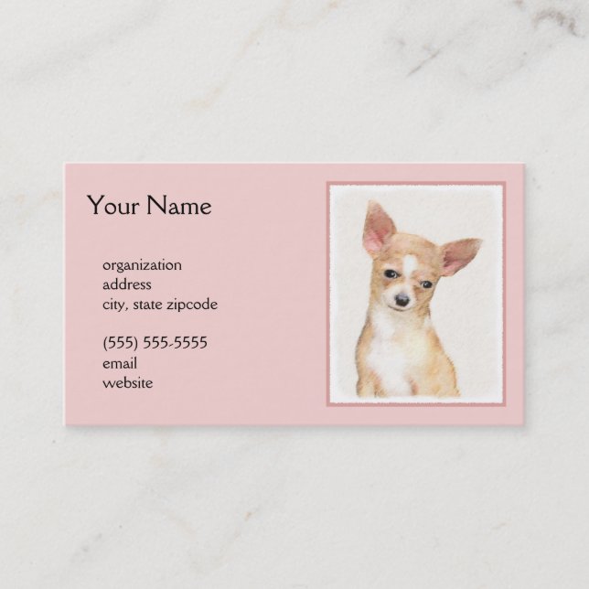 Carte De Visite Chihuahua Peinture - Cute Original Chien Art (Devant)