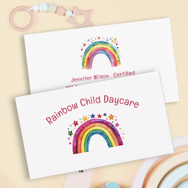 Carte De Visite Child Daycare Childcare Service Rainbow (Créateur téléchargé)