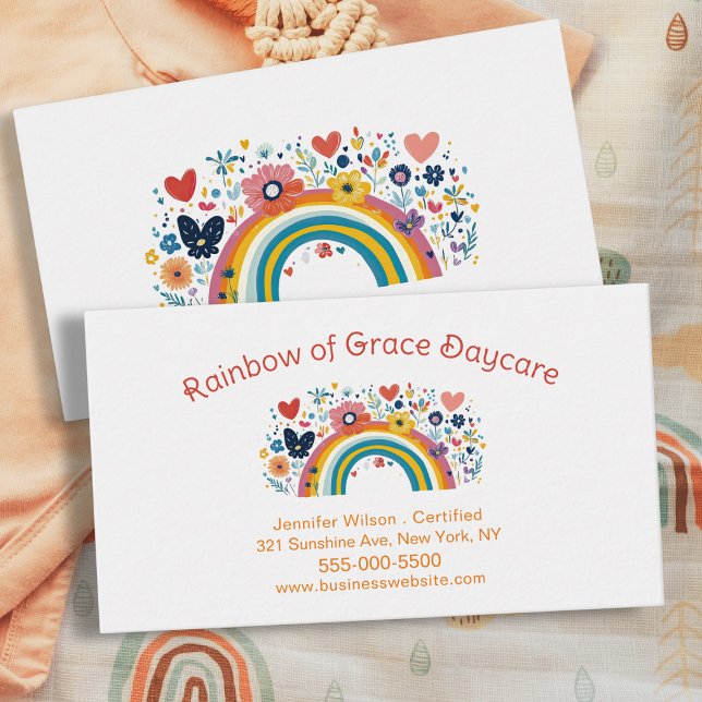Carte De Visite Child Daycare Rainbow Childcare Center Service (Créateur téléchargé)