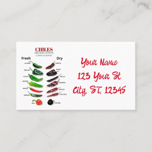 Carte De Visite Chiles Fresh and Dry Thunder_Cove (Devant)