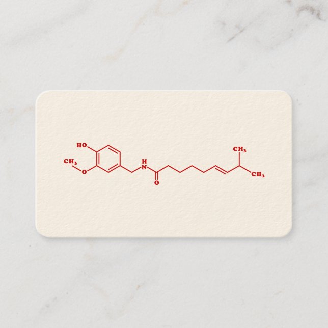 Carte De Visite Chili Capsaicin Formule chimique moléculaire (Devant)