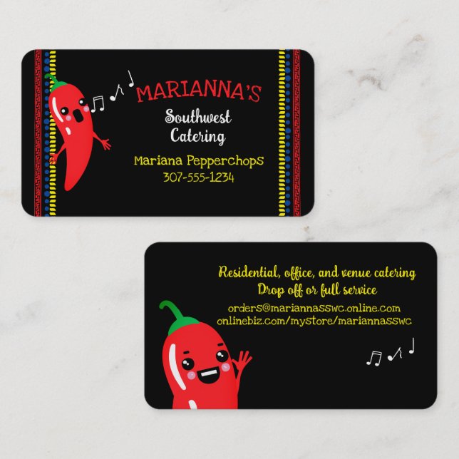 Carte De Visite Chili poivre mexicain sud-ouest cuisinier cuisine  (Devant / Derrière)