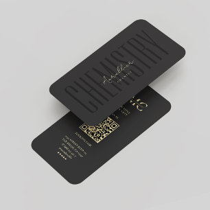 Carte De Visite Chimie Monogramme moderne Chimiste Black Gold