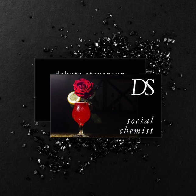 Carte De Visite Chimiste social | Bartender d'événement ou de fête (Créateur téléchargé)