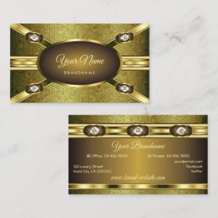 Carte De Visite Chimmer Or de luxe avec Rhinestones Faux Lumineuse