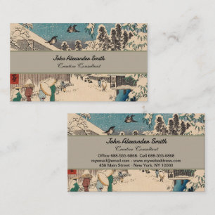 Carte De Visite Chinoiserie Ukiyo-e Paysage japonais d'hiver ennei