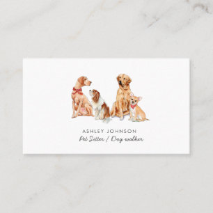 Carte De Visite Chiots aquarelle mignons Garde d'animaux