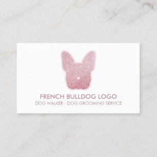 Carte De Visite Chiots Bulldog français scintillant rose pailleté