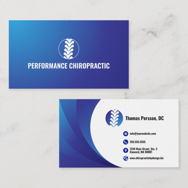 Carte De Visite Chiropracteur du logo professionnel de la colonne  (Devant / Derrière)