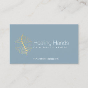 Carte De Visite Chiropractic Abstrait Gold Circles Logo sur Blue
