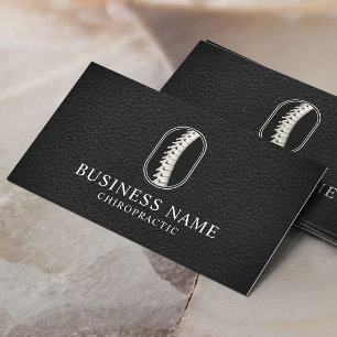 Carte De Visite Chiropractor Spine Logo en cuir foncé Chiropratiqu
