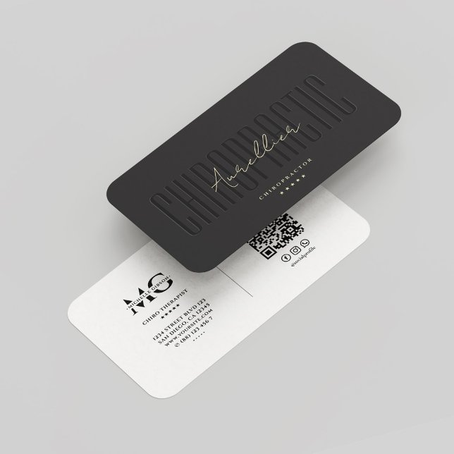 Carte De Visite Chiropraticien Chiro moderne Chiropraticien Noir B (Modern Chiro Therapist Chiropractor Black White Business Card
)