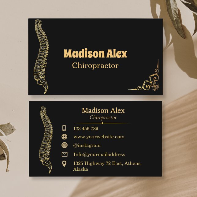 Carte De Visite Chiropraticien noir Chiropratique Thérapiste de la (Créateur téléchargé)