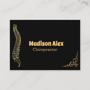 Carte De Visite Chiropraticien Spine Therapist Noir et Or