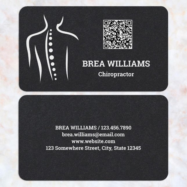 Carte De Visite Chiropratique chiropraticien massothérapeute QR (Chiropractor Massage Therapist QR Business Cards)