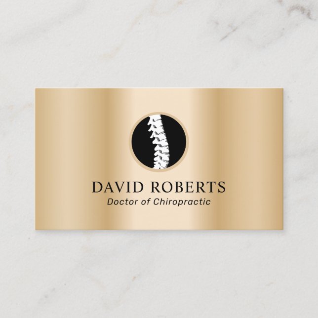 Carte De Visite Chiropratique Spine Logo Chiropracteur Or moderne (Devant)