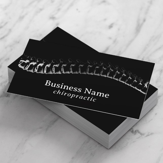 Carte De Visite Chiropratique Spine Therapist Chiropracteur noir (Créateur téléchargé)