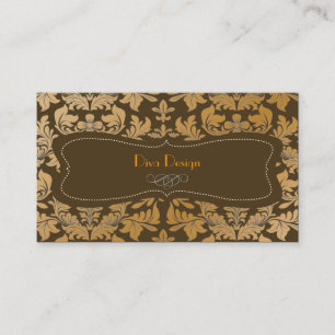 Carte De Visite Chocolat baroque de damassé d'or de Faux