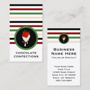 Carte De Visite Chocolat blanc rayé Fraise C