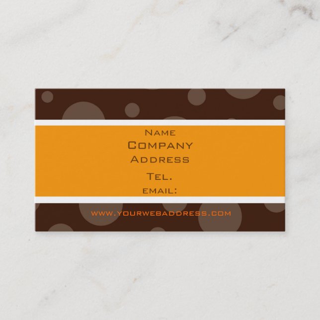 Carte De Visite chocolat bulle orange, nom, entreprise, adresse... (Devant)