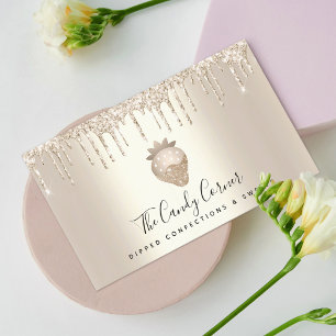 Carte De Visite Chocolat Fraise Confection Parties scintillant d'o