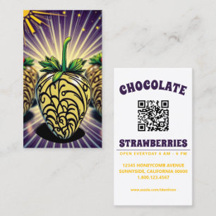 Carte De Visite chocolat fraise pop art avec qr code