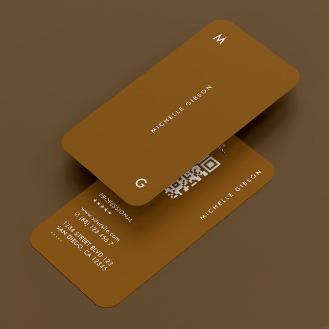 Carte De Visite Chocolat professionnel simple moderne Brown QR (Modern Simple Professional Chocolate Brown QR Business Card
)