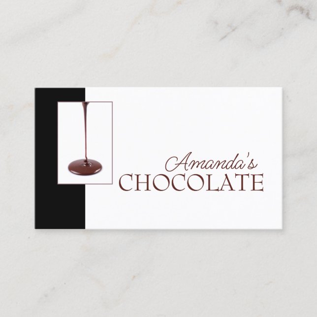 Carte De Visite Chocolat Shop Chocolatier noir blanc Sweets Card (Devant)
