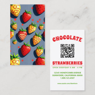 Carte De Visite chocolats fraises pop art avec qr code