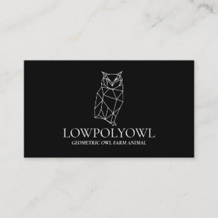 Carte De Visite Chouette animal noir et blanc en lowpoly