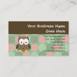 Carte De Visite Chouette Brown mignonne avec cabot rose