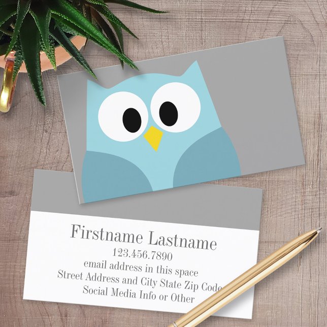 Carte De Visite Chouette de dessin mignonne - Nom personnalisé ble (Custom Printed Business Cards)