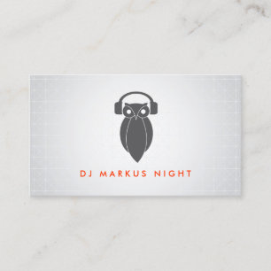 Carte De Visite Chouette de nuit gris moderne Logo II DJ, Groupe, 