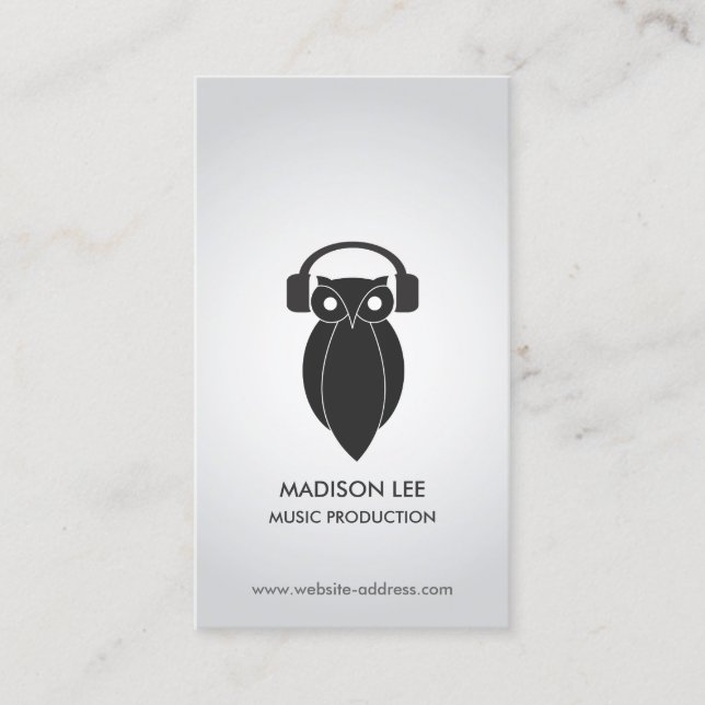 Carte De Visite Chouette noire moderne Logo DJ, Groupe, Musicien (Devant)