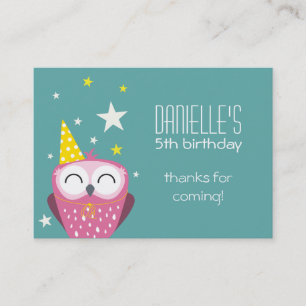 Carte De Visite Chouette rose mignonne Anniversaire Merci Fête Fa