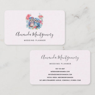 Carte De Visite Chouettes amoureuses Assis sur une branche d'arbre