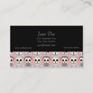 Carte De Visite Chouettes pour bébés sur Motif rose