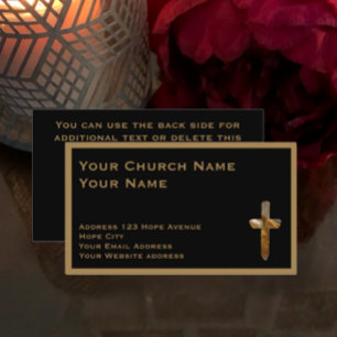 Carte De Visite Christian Church Ministre Tan Black Croix stylish