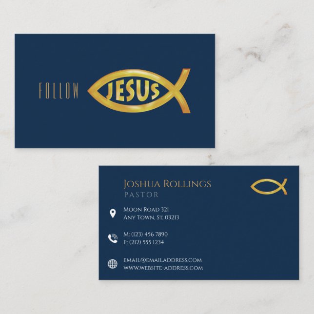 Carte De Visite Christian Fish JESUS | Inspirationnel (Devant / Derrière)