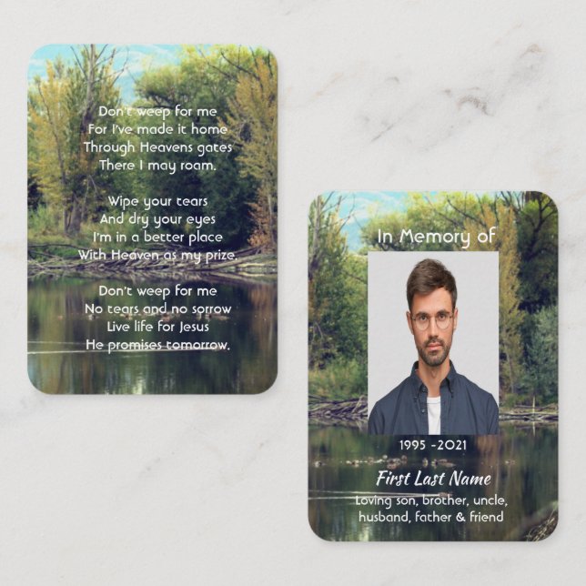 Carte De Visite Christian Memorial Keepsaké Lake Pond Park Canards (Devant / Derrière)