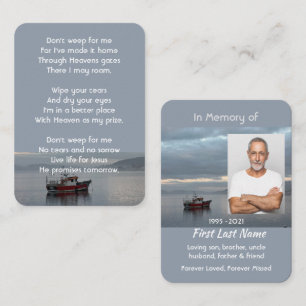 Carte De Visite Christian Memorial Keepsaké Pêcheur de bateau de p