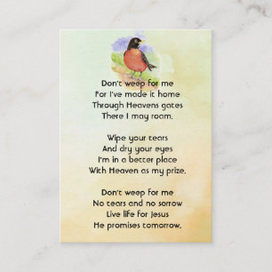 Carte De Visite Christian Memorial Photo Robin Garden Bird